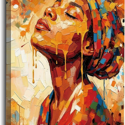 African American Wall Art, Abstract Black Woman Canvas Print, Colorful Tribal Decor