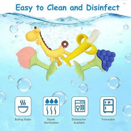 Baby Teething Toys 3-6 Months – BPA-Free Chew Teether, Giraffe & Banana Toothbrush