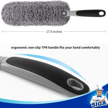 Washable Microfiber Duster Lint Free Gray for Home Cleaning & Dusting