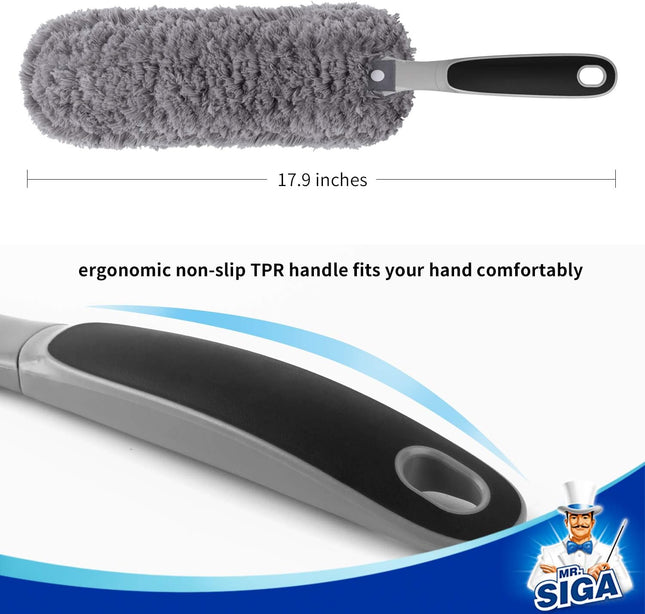 Washable Microfiber Duster Lint Free Gray for Home Cleaning & Dusting