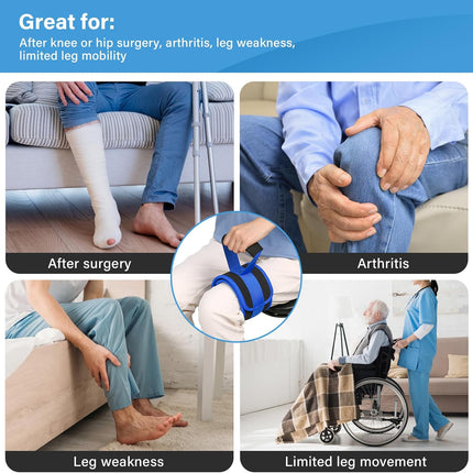 Leg Lifter Strap with Padded Handle for Bed Car Wheelchair Mobility Aid