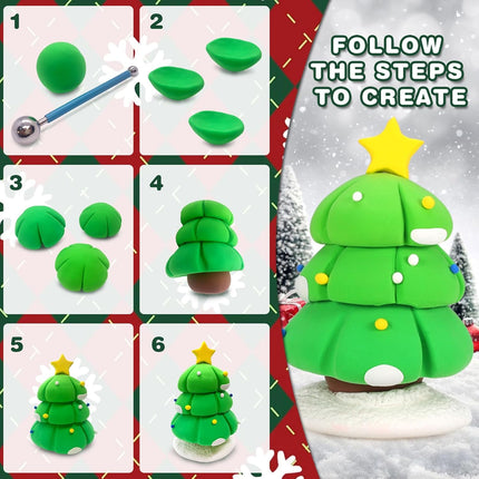 Air Dry Clay Modeling Kit – 6 Xmas Designs with Tools & Tutorials for Kids