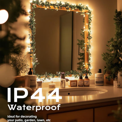 Christmas String Lights 100-Count – Clear Mini Bulbs, 26.5ft, White Wire