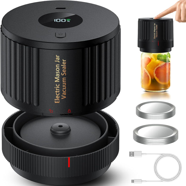 Electric Mason Jar Sealer Kit – Preserves Food, Wide & Regular Mouth