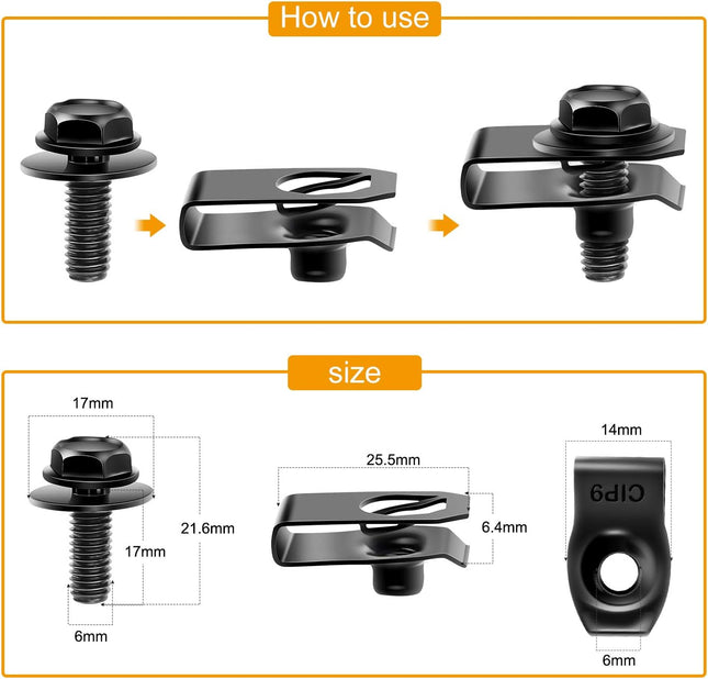 GRC-70 35PCS Engine Splash Shield & Fender Liner Retainer Clips, Black
