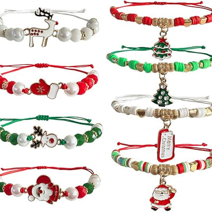 8PCS Christmas Bracelets for Women – Merry Christmas in July Gifts & Holiday Party Decorations
