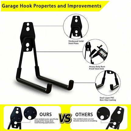 6-Pack Heavy-Duty Garage Utility Hooks, 5.3in Steel Anti-Slip Wall Hooks for Storage