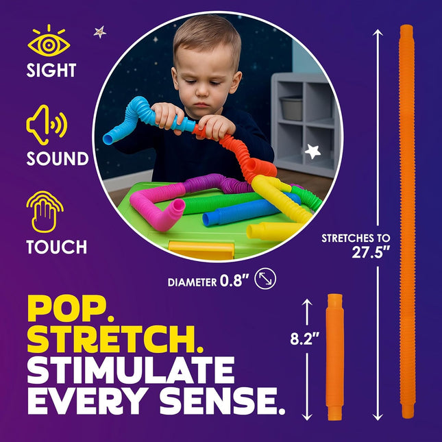 8-Pack Pop Tubes – STEM Learning, Fidget & Sensory Toys for Boys & Girls