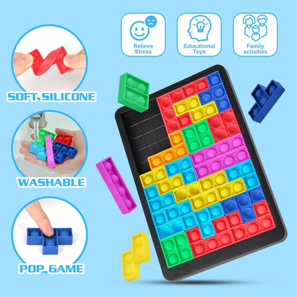 Pop Puzzle Popper Fidget Game Silicone Brain Teaser Toy for Kids & Adults