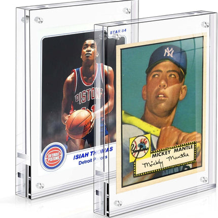 2 Pack Acrylic Magnetic Trading Card Display Frames Clear Sports Card Desktop Stands