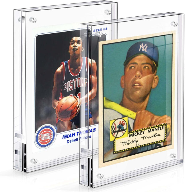 2 Pack Acrylic Magnetic Trading Card Display Frames Clear Sports Card Desktop Stands