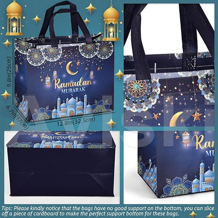 8PCS Ramadan Mubarak Reusable Gift Bags – Multicolor, Non-Woven, Islamic Design
