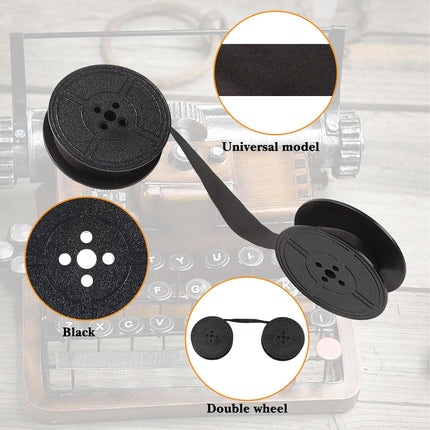 2 Pair Black Typewriter Ribbon Twin Spool Universal Ink Ribbon Replacement Set