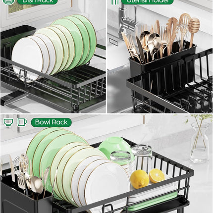 Dish Drying Rack for Kitchen Counter, Anti-Rust Stainless Steel Drainer