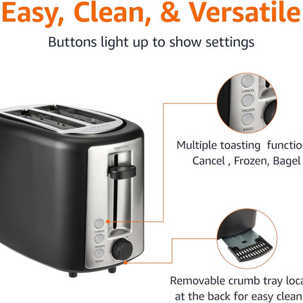2-Slice Toaster with Bagel Function, Defrost, Cancel Buttons & Crumb Tray