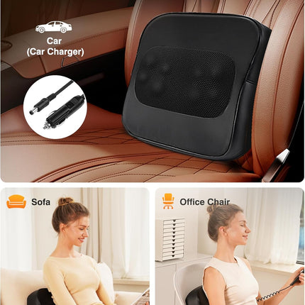 Back Massager with Heat & Shiatsu Deep Tissue Kneading Pillow for Neck & Shoulders