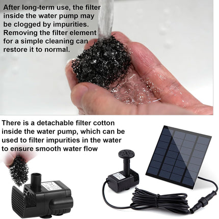 Solar Fountain Pump Kit, 1.8W with Separate Panel & 4 Nozzles for Outdoor Use
