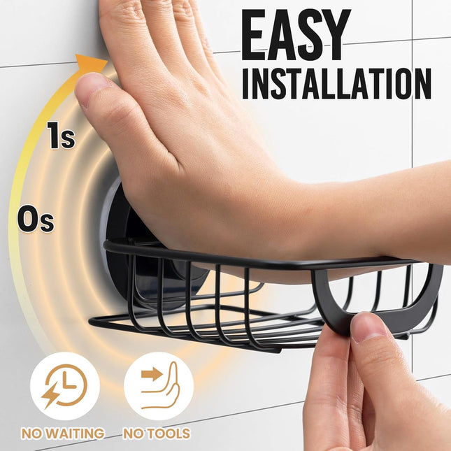 Wall Mounted Soap Holder – Suction Cup, Stainless Steel Caddy for Shower & Kitchen