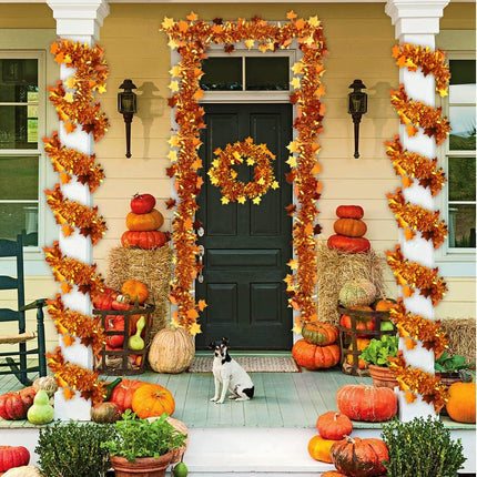 DIYDEC Maple Leaf Tinsel Garland – 33FT Golden Copper Hanging Fall Party Décor