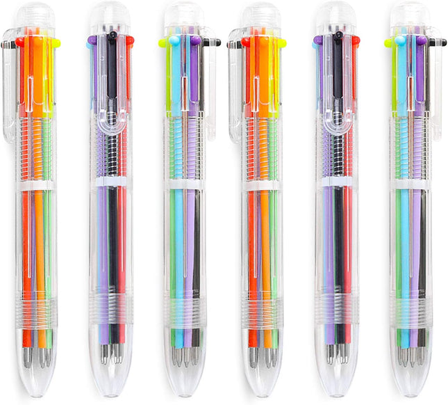 12-Pack 6-in-1 Multicolor Ballpoint Pens – 0.5mm Retractable, 6 Colors per Pen