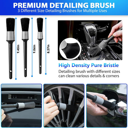 Car Cleaning Kit with 8000Pa Vacuum, 7Pcs Detailing Brushes & Storage Bag, Gray