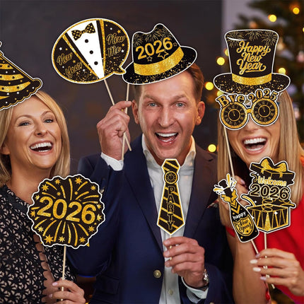 30-Piece Happy New Year 2026 Photo Booth Props – NYE Party Favors