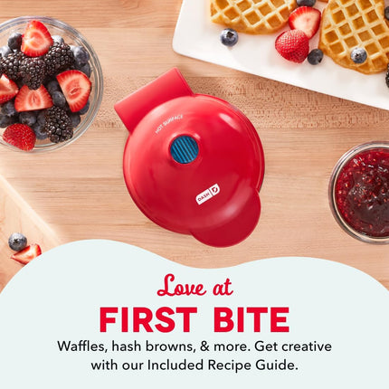 Mini Waffle Maker with Nonstick Plates Creative Homemade Treats Red Heart