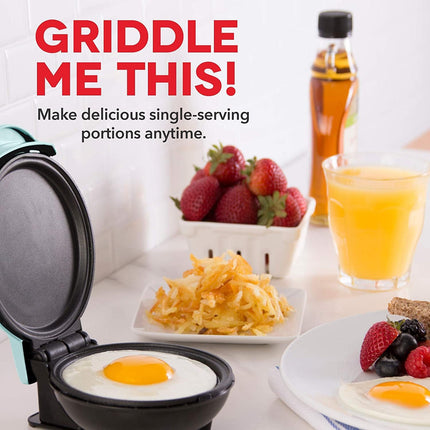 Compact Mini Griddle – Nonstick Surface, Space-Saving Design, Aqua