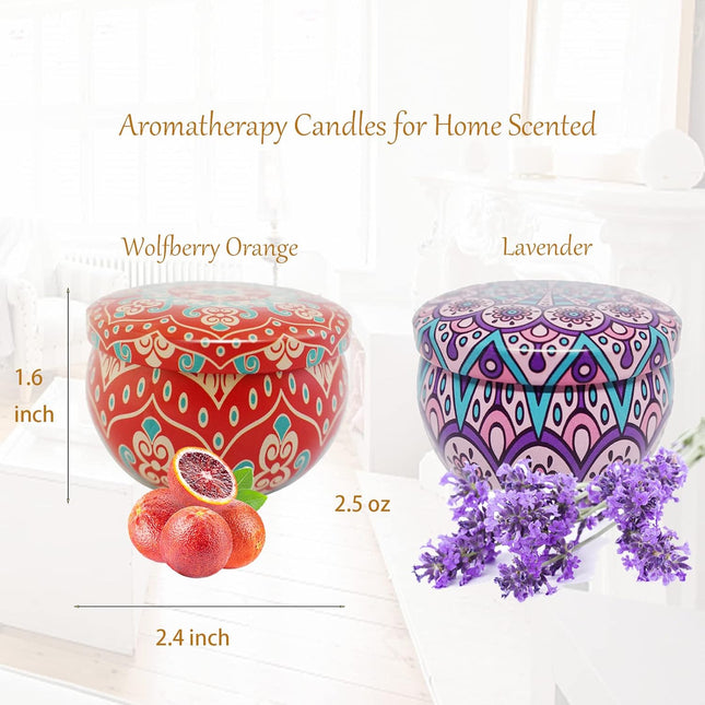 2-Pack Scented Candles Gift Set – Soy Wax Tin Jars for Home, Yoga & Bath