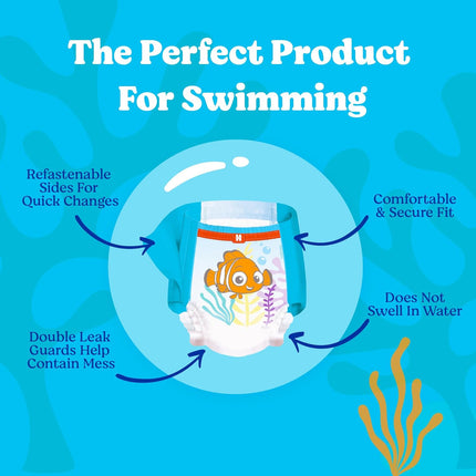 Little Swimmers Disposable Swim Diapers – Size 5-6, 32+ lbs, 17 Count