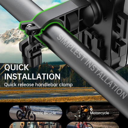 Bike Phone Holder Mount, Secure Handlebar Holder for 4.5-6.8in Smartphones, Black