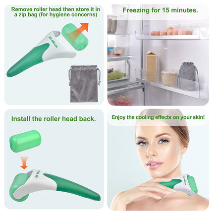 6-in-1 Ice & Jade Roller Gua Sha Set, Facial Massage Tools with Silicone Brush for Face & Neck