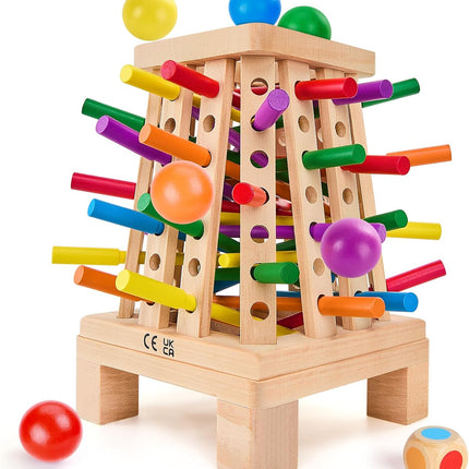 Montessori Wooden Sticks Dice Game for Kids 3+ Math & Fine Motor Skills