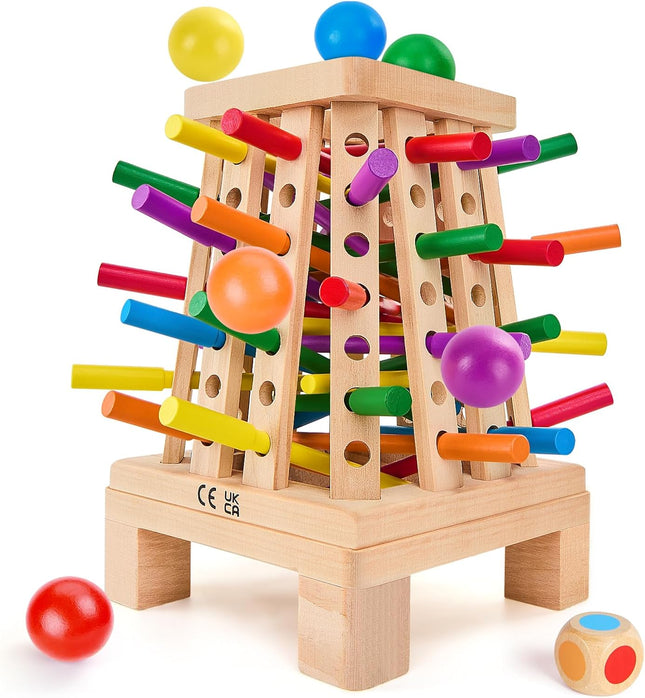 Montessori Wooden Sticks Dice Game for Kids 3+ Math & Fine Motor Skills