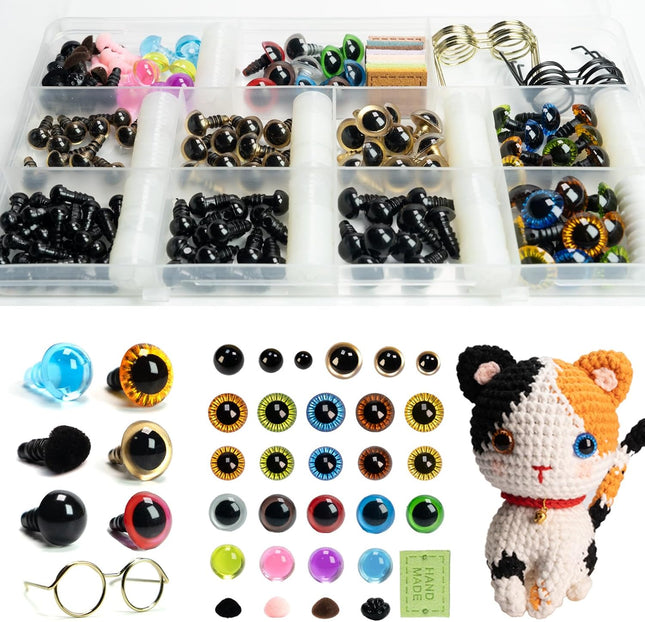 266-Piece Safety Eyes and Noses for Amigurumi, Crochet Doll Glasses & Plush Toy Crafts