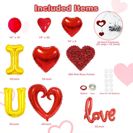 Happy Valentine’s & Anniversary Balloon Set: ‘I Love You’ & Big Heart Foil Balloon