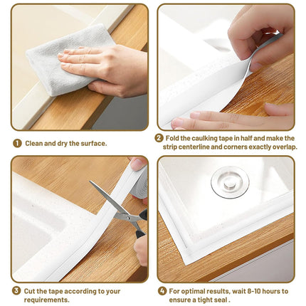 3 Rolls Waterproof Caulk Tape – Self-Adhesive Sealant for Kitchen, Bathroom, Sink