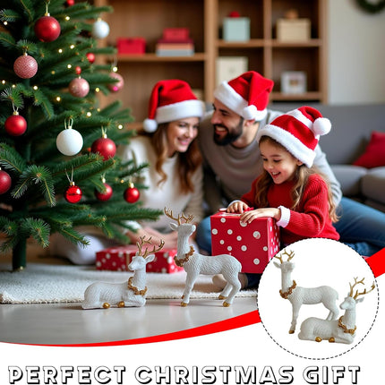 2PCS Reindeer Christmas Decoration | Small Deer Figurines for Table & Mantle
