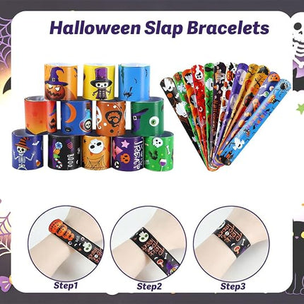 Halloween Slap Bracelets Bulk, Snap Bracelets for Kids, Goodie Bag & Party Favors