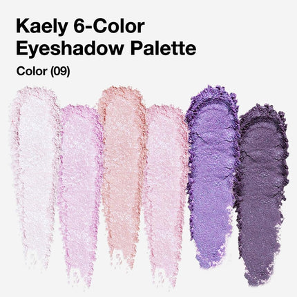6-Color Purple Eyeshadow Palette 09, Matte Shimmer Glitter, High Pigment Waterproof Vegan Makeup
