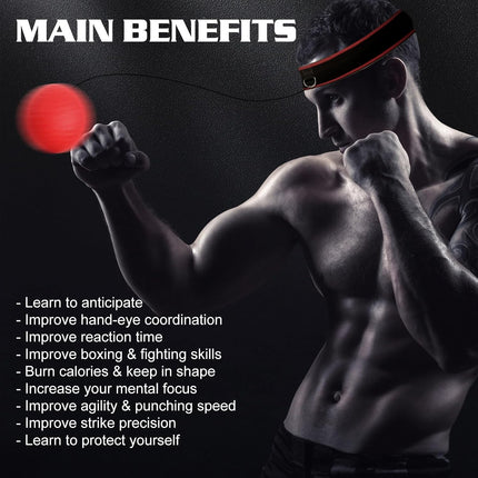 Boxing Reflex Ball Headband Set with 4 Balls for Speed Training Beginners