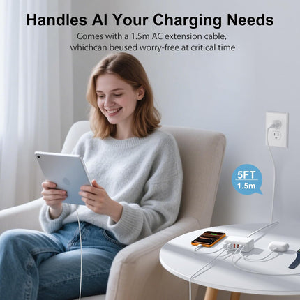 60W 6-Port USB-C Charging Station – Fast Multi-Device Charger for iPhone, iPad & Smartphones