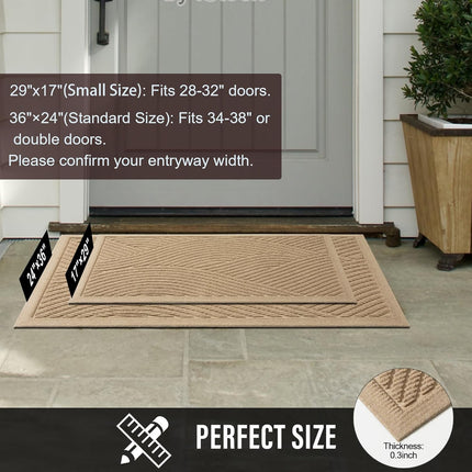 Sturdy Front Door Mat – Absorbent, Non-Slip, 29×17, Beige, Indoor/Outdoor