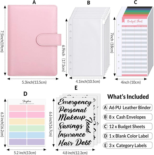 Budget Binder Organizer with Zipper Cash Envelopes and Budget Planning Sheets