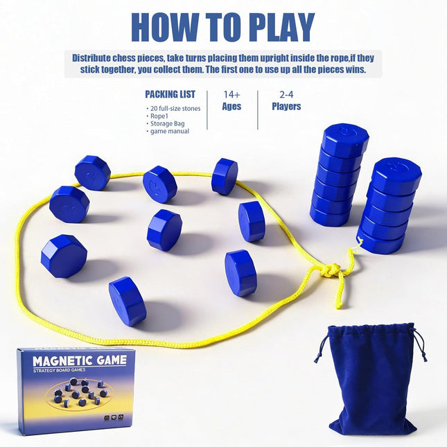 Magnetic Chess Game with String Puzzle Strategy Board Game for Family Fun