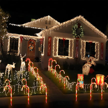24-Pack Solar Candy Cane Pathway Lights, 8 Modes, Waterproof Xmas Yard Decor