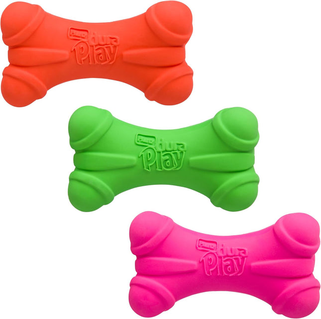 3 Pack DuraPlay Latex Dog Bones – Squeaky Toys for Medium Dogs