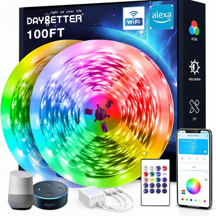100ft Smart LED Light Strip Music Sync Lighting for Bedroom Home Decoration
