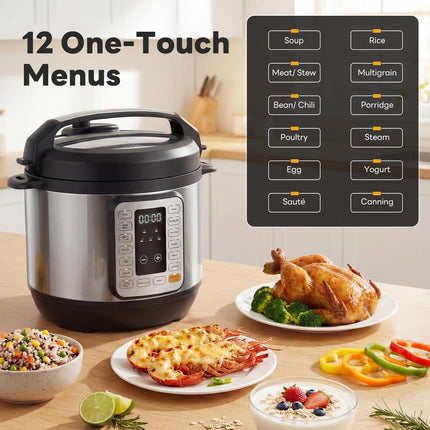 6 Quart Programmable Pressure Cooker 16 Functions with One Touch Presets