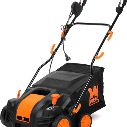 Black 16" Electric Lawn Dethatcher & Scarifier – 15-Amp, Collection Bag Included